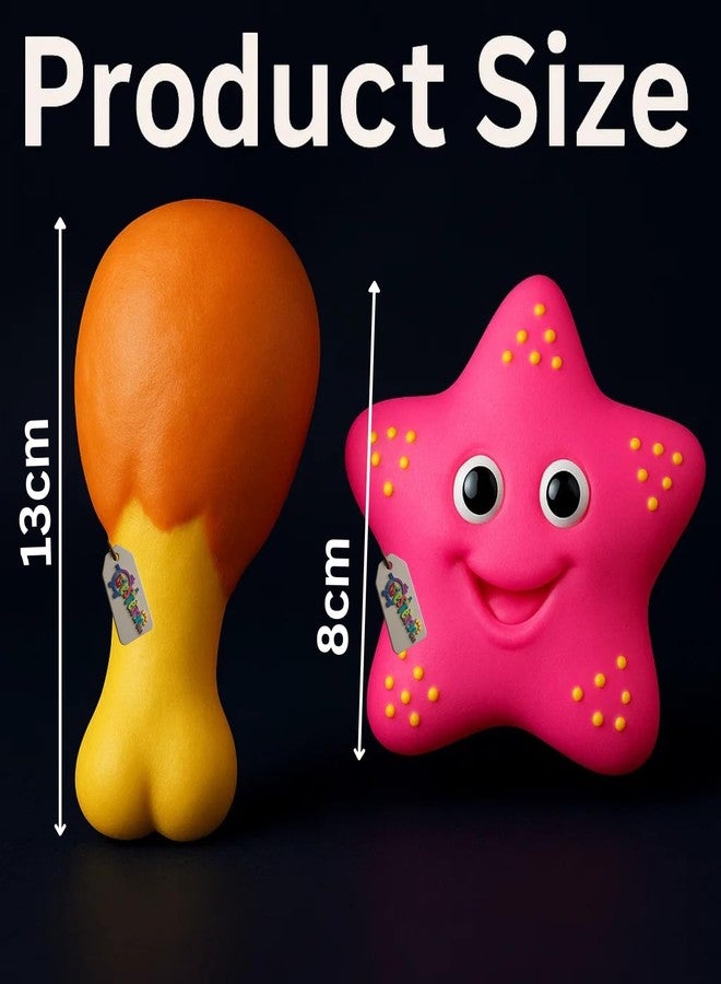 Western Era Starfish & Chicken Leg Squeaky Dog Toy Combo | Fun Cartoon Design | Chew Toys for Dogs & Puppies | Pet Teething, Tug, Fetch, Interactive Indoor Outdoor Play | Funny Squeak Toy Set for Dogs - Image 3